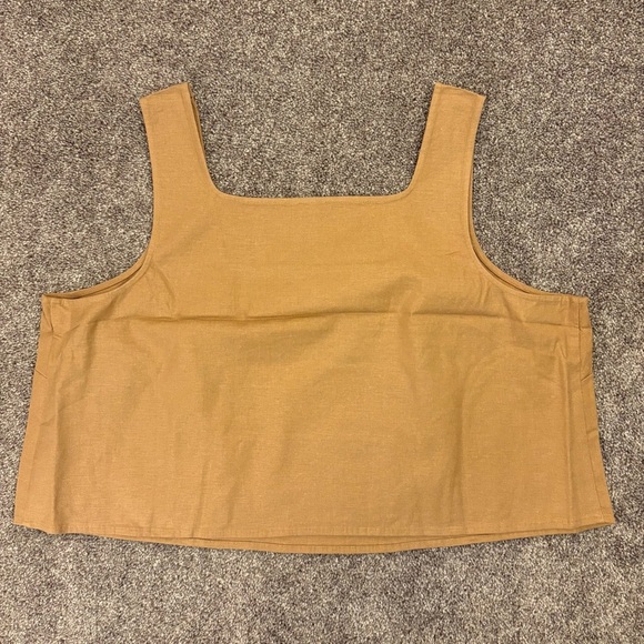Express Women's Linen Blend Tank Size XL Pecan Square Neck Straight Hem NWT $50 - Picture 4 of 11